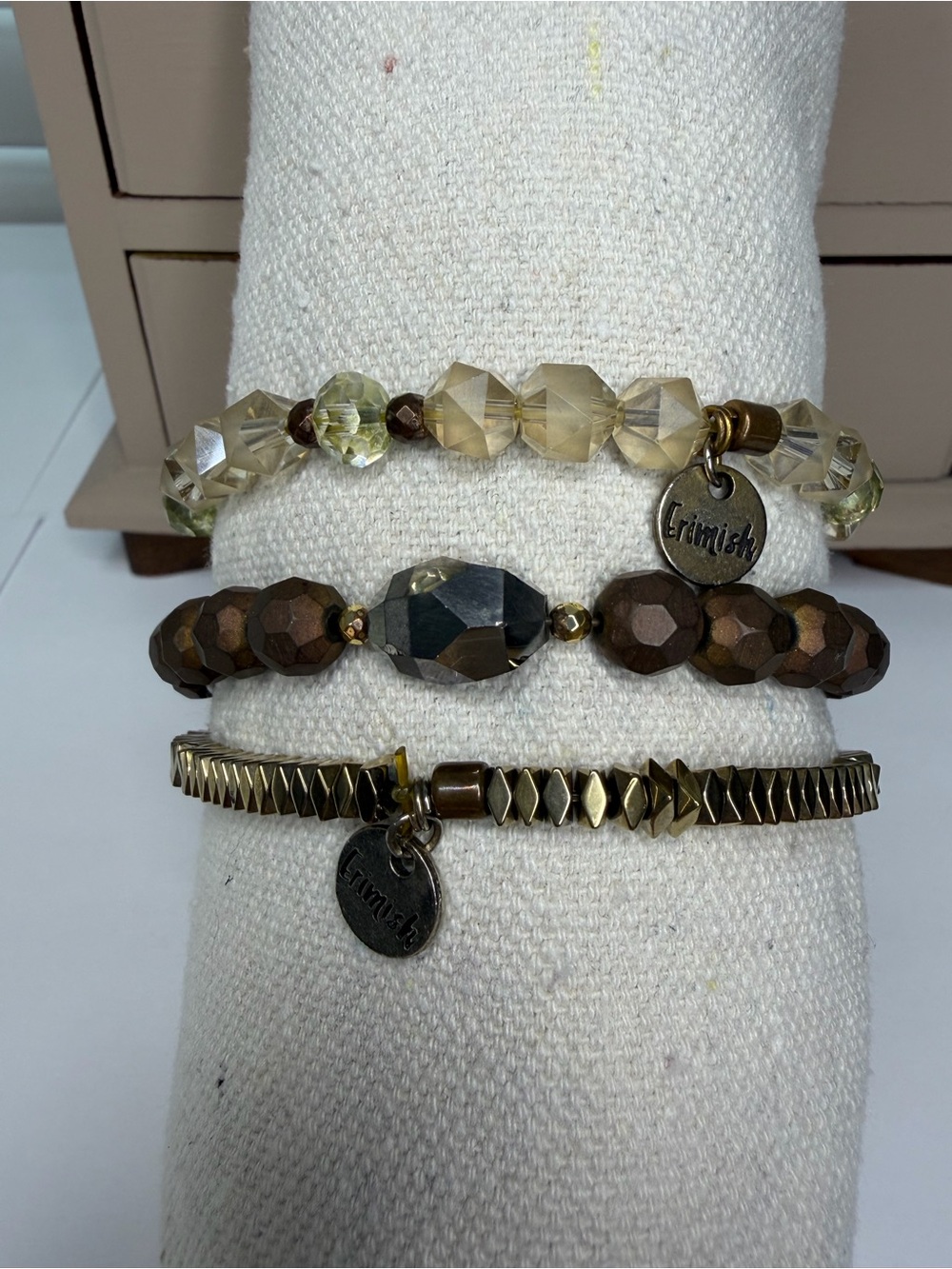 Erimish Gold, Brown & Clear Multi-Stack Bracelet Set